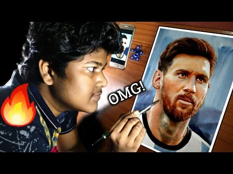 Messi Drawing  Drawing Messi With Watercolour  Lionel