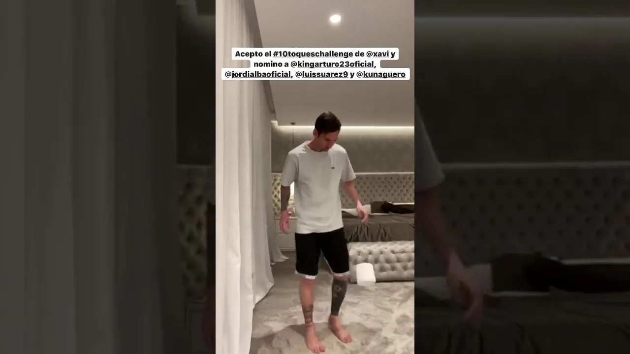 Leo Messi doing The #StayAtHome Challenge with toilet paper