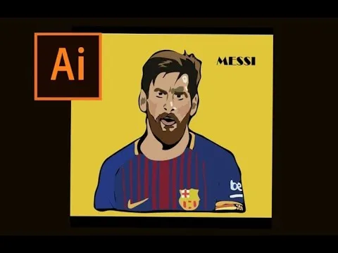 -Dibujando a Leo Messi en  [Illustrator]  Pc BarcaFc