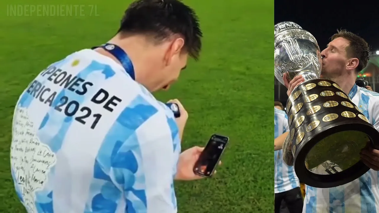 LIONEL MESSI HACIENDO VIDEOLLAMADA CON SU FAMILIA LUEGO DE