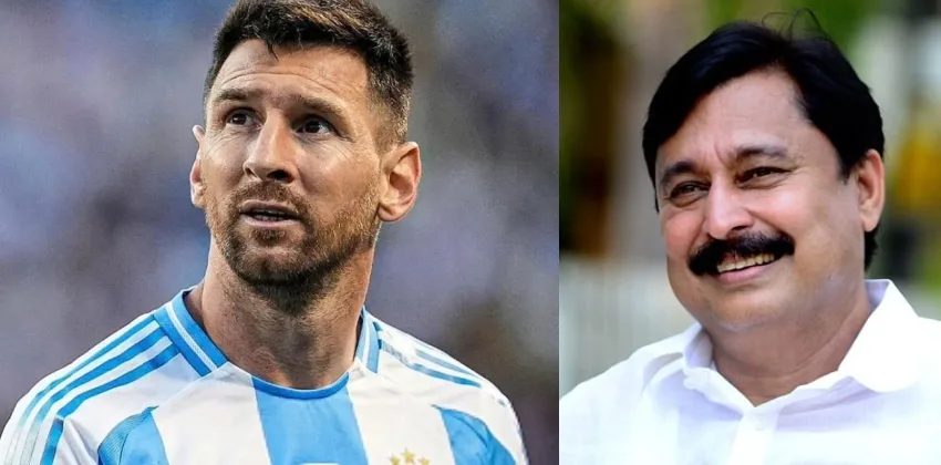 v Abdurahman lors de la visite de Lionel Messi au Kerala