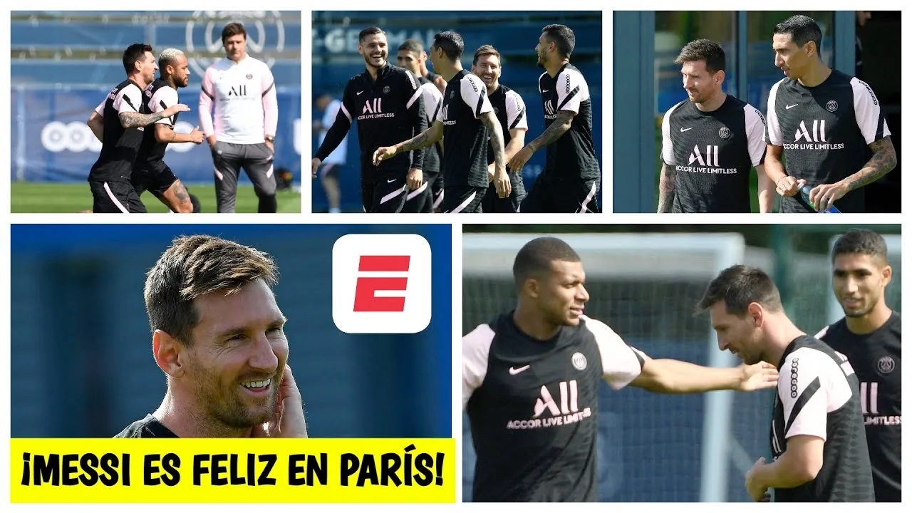 Messi es pura alegría en el entrenamiento del PSG previo al