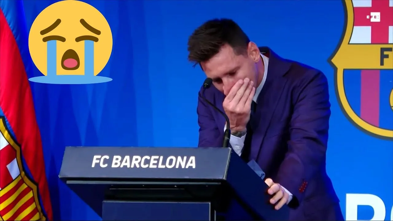 MESSI LLORANDO SE DESPIDE DEL BARCELONA (RUEDA DE PRENSA)