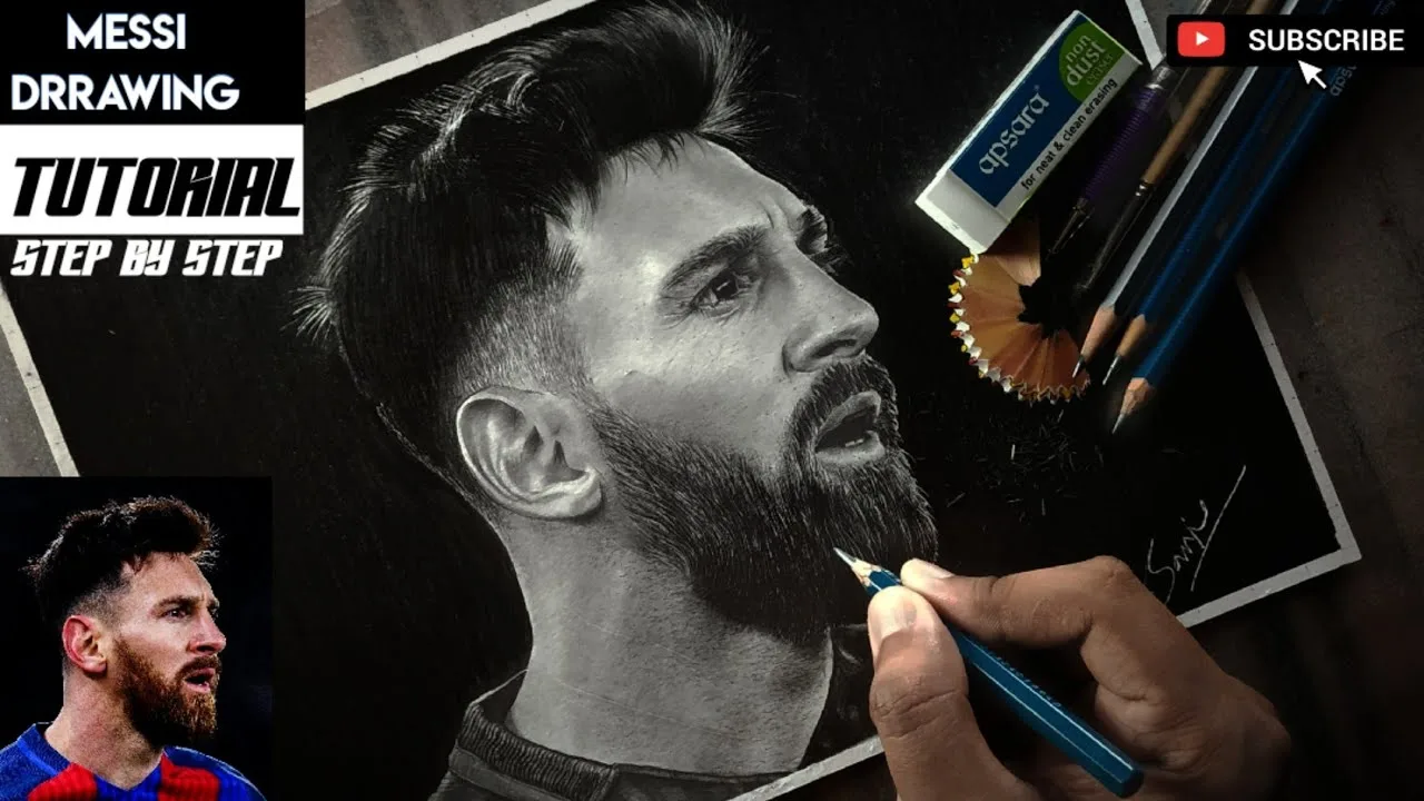 Lionel Messi Drawing | Messi drawing step by step | How To