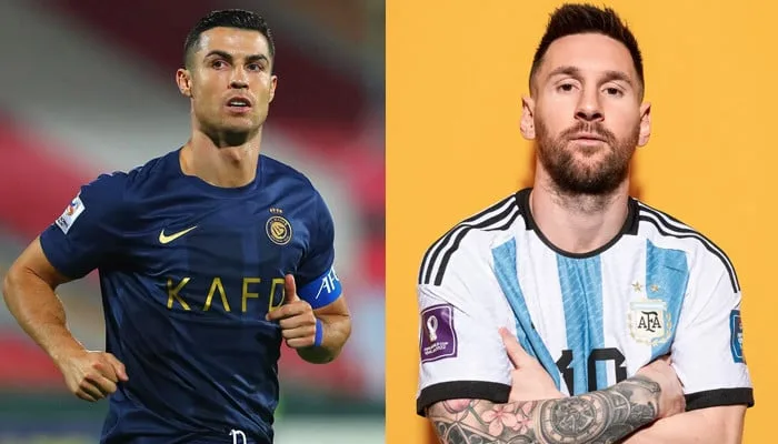 Cristiano Ronaldo réagit aux chants de Lionel Messi lors du match contre Al Nassr