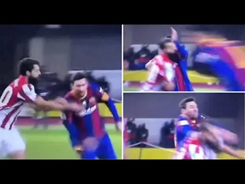 HD Lionel Messi Punches an Athletic Bilbao player on his