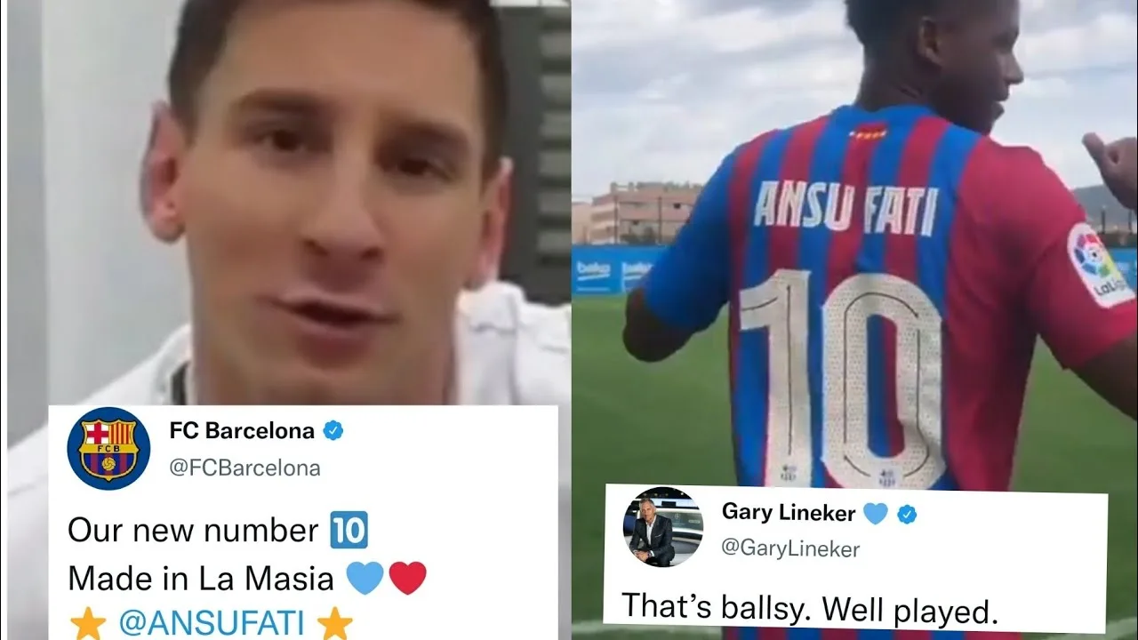 WORLD REACTS TO ANSU FATI BEING GIVEN LIONEL MESSI’S ICONIC